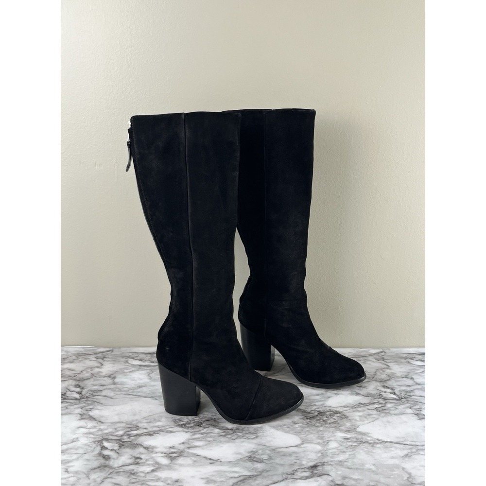 Rag & Bone Ashby Knee High Suede Leather Boot In Black Womens 10 US/40 EU Preppy